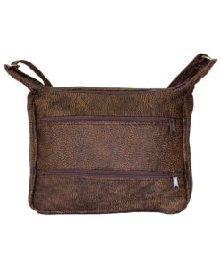 Luvsa LS-GB513 Genuine Leather Shoulder Bag with Front Pockets - Coffee