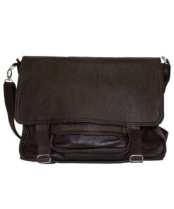 Luvsa LS-GB518 Genuine Leather Messenger Bag with Strap Closure - Coffee