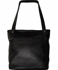 Luvsa LS-HB801 Full Grain Aniline Leather Shopper Bag - Black