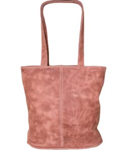 Luvsa LS-LB211 Full Grain Genuine Leather Shopper Bag- Pink