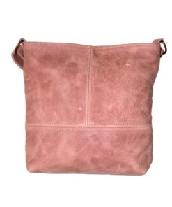Luvsa LS-LB215 Full Grain Genuine Leather Sling/ Crossbody Bag - Pink