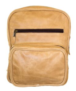 Luvsa LS-MS071 Full Grain Genuine Leather Backpack with YKK Zip - Camel