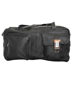 Luvsa LS-SEN10 Full Grain Genuine Leather 54L Overnight Travel Bag - Black