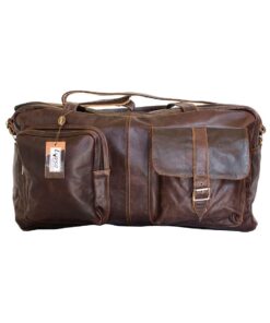 Luvsa LS-SEN10 Full Grain Genuine Leather 54L Overnight Travel Bag - Coffee