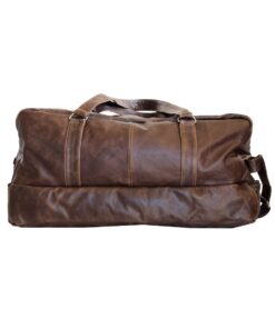 Luvsa LS-SEN11 Vintage Full Grain Genuine Leather 48L Travel Duffel Bag - Coffee