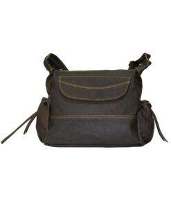 Luvsa LS-TJ129 Unisex Genuine Leather Shoulder Bag - Coffee