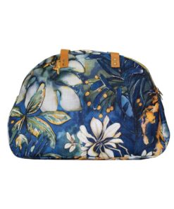 Luvsa LSHJT901 Polycotton & Genuine Leather Weekender/ Overnight Bag - Dark Blue