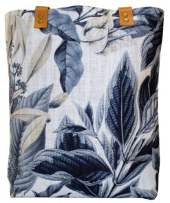 Luvsa LSHJT902 Polycotton Shopper Bag with Genuine Leather Straps - Dark Blue