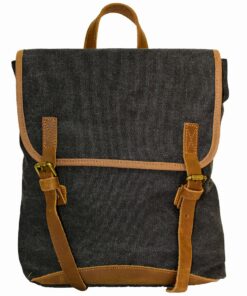 Luvsa SLU-033 Unisex Vintage Canvas & Genuine Leather Backpack