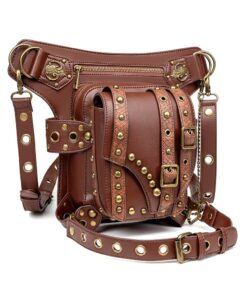 Luxurious PU Leather Steampunk Waist Leg Bag Motorcycle Hip Belt Pack