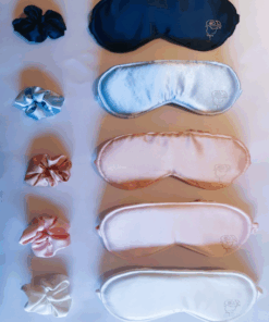 Luxurious Silk Sleeping Masks With Matching Scrunchies - Set of 5 - Set of 5 - rose