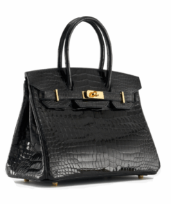 Luxury Ladies Crocodile Tote Design Leather Handbag with Gold Locket Bir30