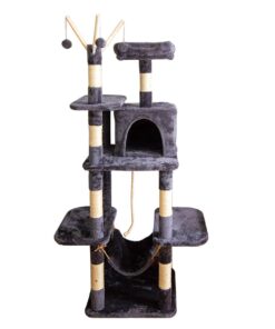 Luxury Multi-layer Cat Climbing Frame Cat Tree House Tower-MX14-154cmH-Grey