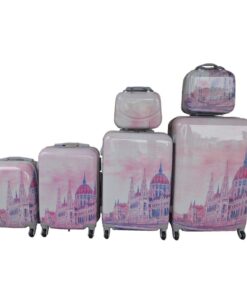 Luxury PC Travel Luggage 6 Piece - Pink - Pink