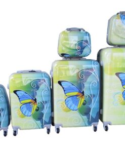 Luxury PC Travel Luggage 6 Piece - Yellow Butterflies