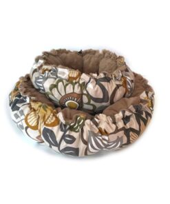 Luxury Rose Bed - Floral with Brown Fur - Light Brown - S
