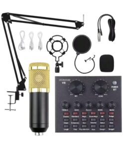 M800 - Professional Condenser Microphone Kit With V8 Sound Card - Gold