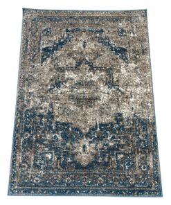 Machine Made Vintage Style Turquiose & Beige Area Rug
