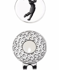 Magnetic Golf Hat Clip with Removable Ball Marker - Black and White