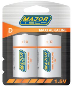 Major Tech - LR20-BP2 D Maxi Alkaline Battery (Box of 24 Batteries)