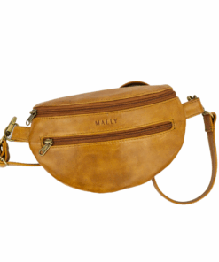Mally Bags Genuine Bovine Leather Hand Made Waist Bum Bag - Toffee