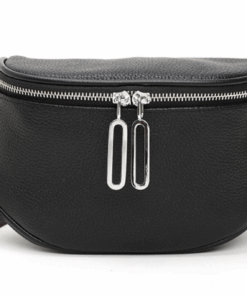 MamaMia Leather Women Cross Body Bag-Small Moon Bag - Black