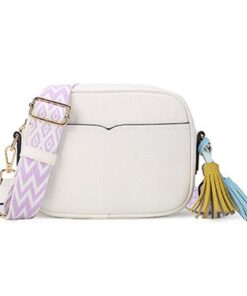 MamaMia PU Leather Classic - Women Small Crossbody Bag-No 104 (Tassel) - White