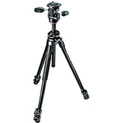 Manfrotto MK290DUA3-3W 290 Dual Aluminum 3-Section Tripod with 3-Way Head Black