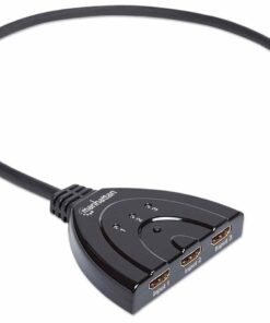 Manhattan 1080p 3-Port HDMI Switch - Integrated Cable- Black,