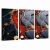 Marble Black Liquid Gold 3 Piece Abstract Canvas Wall Art Deco