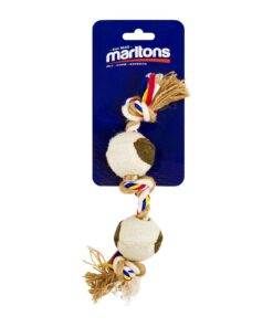 Marltons Dog Rope Bone With 2 Mini Tennis Balls