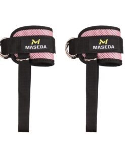 Maseda Premium Adjustable Ankle Straps for Gym Cable Machine & Pulley - A pair of pink