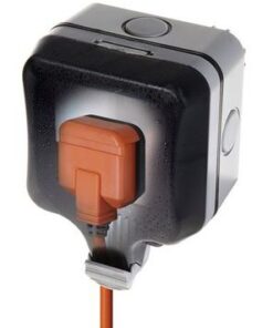 Masterplug - IP66 Single SA socket - Black & Orange 16amp
