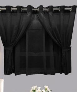 Matoc Designs CafÃ© Curtain -Double Layer - Mystic Voile - Black - Eyelet