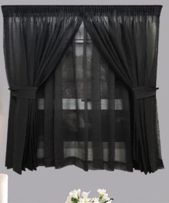 Matoc Designs CafÃ© Curtain - Double Layer - Mystic Voile - Black - Taped