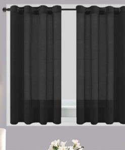 Matoc Designs CafÃ© Curtain - Mystic Voile - Black - Eyelet - Pack of 2