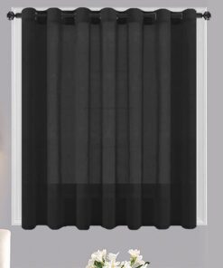 Matoc Designs CafÃ© Curtain - Single Layer - Mystic Voile - Black - Eyelet