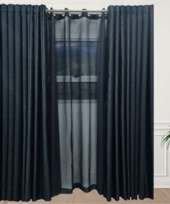 Matoc Designs Curtain Set-Abstract Stripe Black & Mystic Voile Black-Eyelet