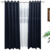 Matoc Designs Curtain Set -Denim Indigo Curtain & Mystic Voile White-Eyelet