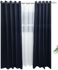 Matoc Designs Curtain Set -Denim Indigo Curtain & Mystic Voile White-Eyelet