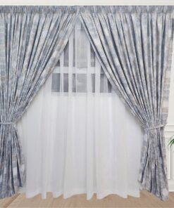 Matoc Designs Curtain Set - Honeycomb Duck Egg & Mystic Voile White - Taped