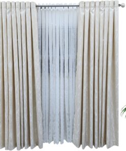 Matoc Designs Curtain Set - Leafage Cream & Leaf Stripe Cream - Eyelet
