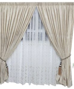 Matoc Designs Curtain Set - Leafage Cream & Leaf Stripe Cream - Taped