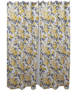 Matoc Readymade Curtain -Floral Yellow Rose -Eyelet -Pack of 2