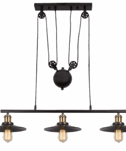 Matt Black Pendant with Pully Cord