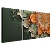 Matte Fractal Flower 3 Piece Abstract Canvas Wall Art Deco