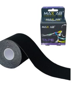 Max Ab Kinesiology Tape, Athletic and Therapeutic Sports Tape - 5cm x 5m - Black