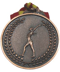 Medal - Gymnastics Alloy Metal Medal with Ribbon - 60mm Diameter - Bronze - 10 Pack