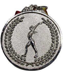 Medal - Gymnastics Alloy Metal Medal with Ribbon - 60mm Diameter - Silver - 20 Pack