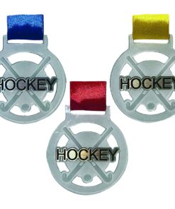 Medals Hockey Clear Plexiglass with Gold, Silver & Bronze (36 Units)